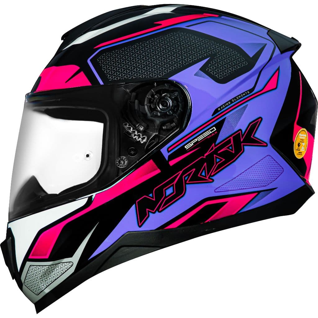Capacete Moto Fechado Norisk Razor Speedmax Preto Roxo Rosa Esportivo Lançamento