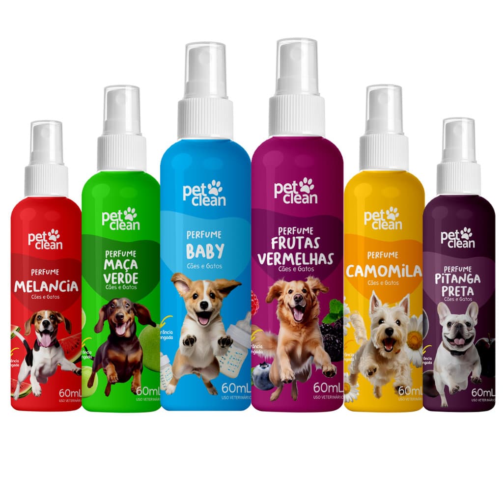 Perfume Colônia Spray Pet Shop para Cachorro e Gato 60ml Pet Clean Várias Fragrâncias Duradouras
