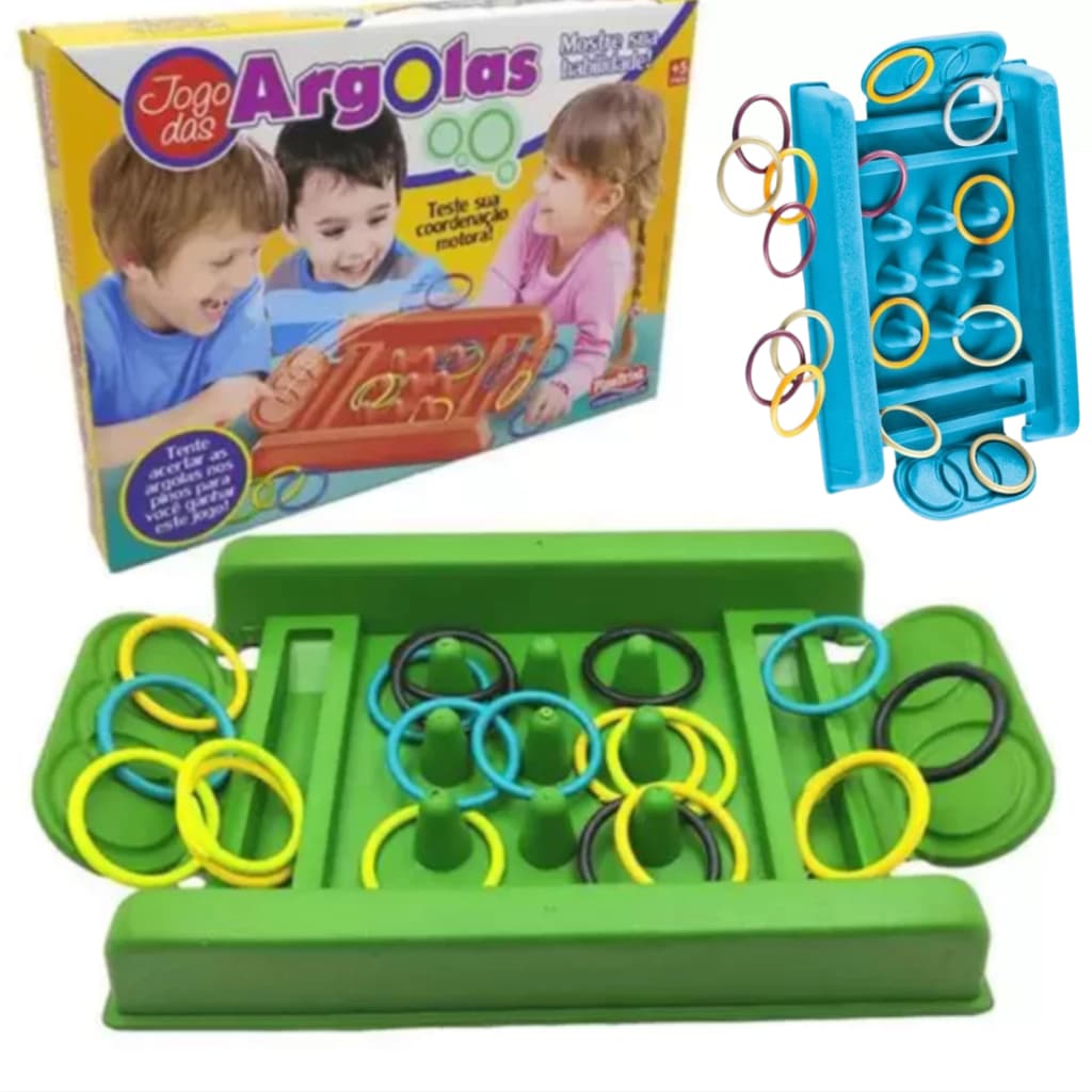 Jogo das Argolas Brinquedo Infantil Educativo 1 Tabuleiro e 20 Argolas  Teste Sua Pontaria