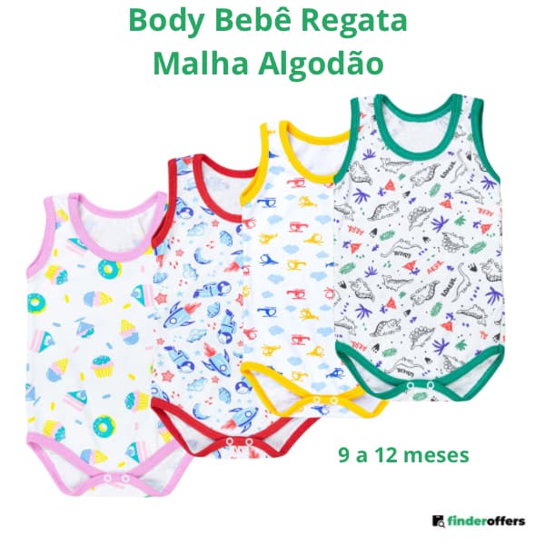 Body Bebê Regata Malha de Algodão Estampado.