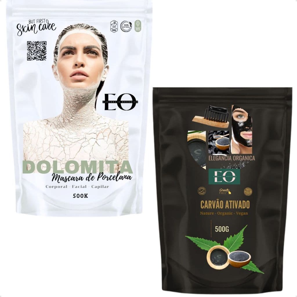 Kit Carvão Ativado E Dolomita Mascara de Porcelana 100% Natural