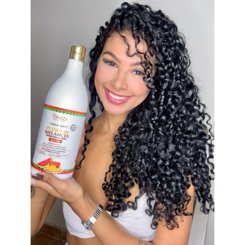 Ativador de Cachos 1 Litro e Modelador Creme de Pentear Rikeza Cosmetics