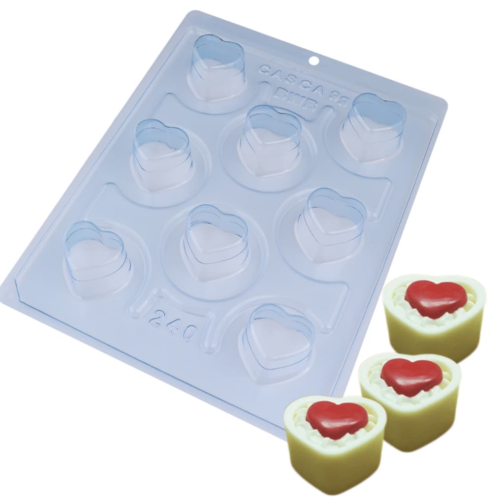 Forma para Chocolate Doces Finos BUFFET CORAÇÃO Cod. 240 Tradicional com Silicone (3 partes) - BWB
