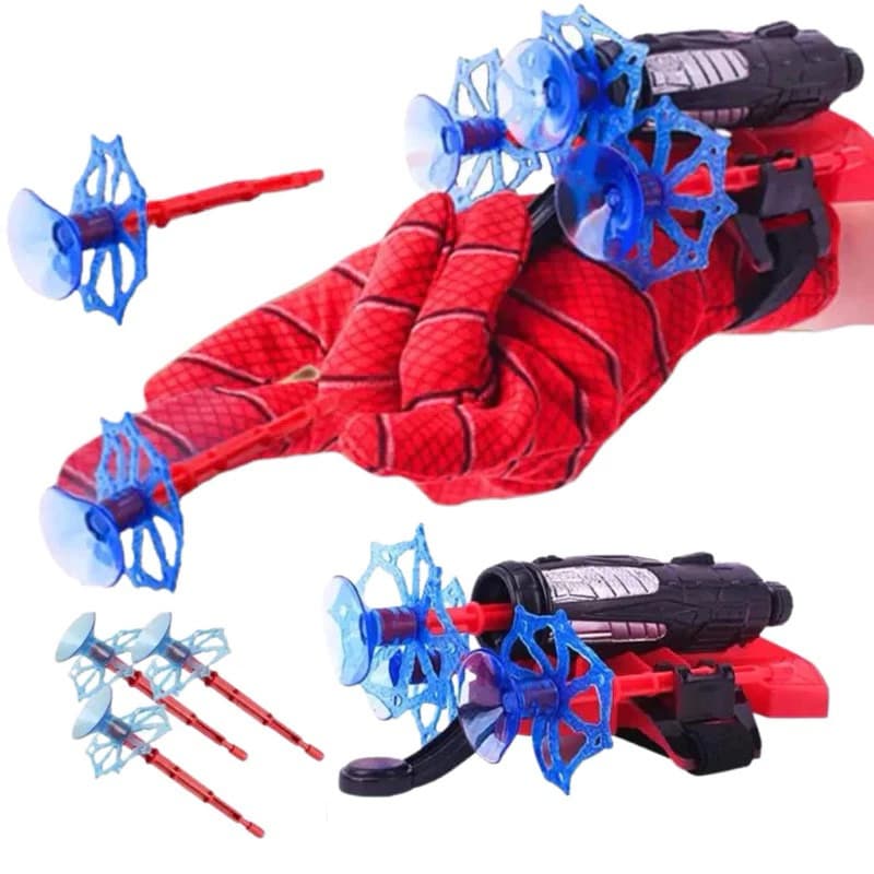 Luva Lança Dardos Homem Aranha Infantil Brinquedo Spider Man Herói Lançador Teia Ventosa