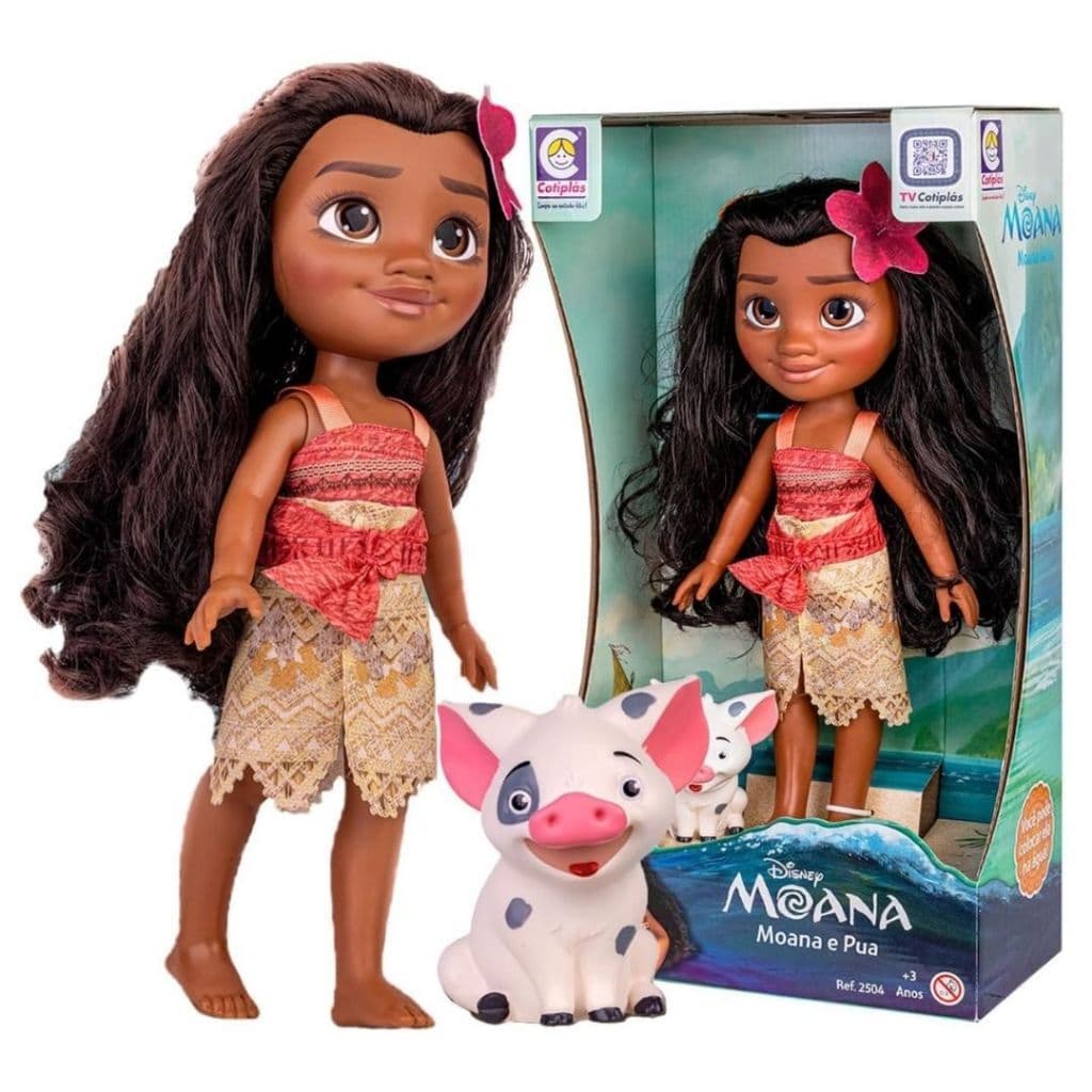 Boneca Moana Princesa Disney E Pua - Cotiplas