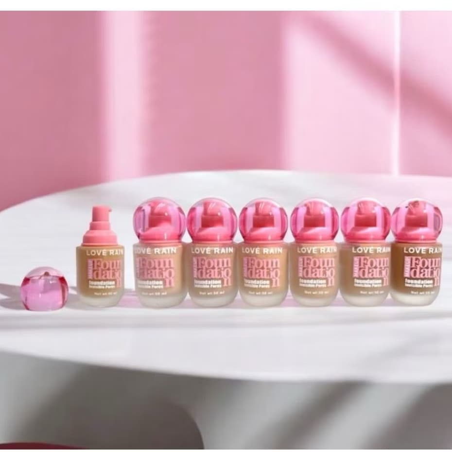 Base Líquida 50ml Make Up Foundation Disfarce de Poros Lové Rain