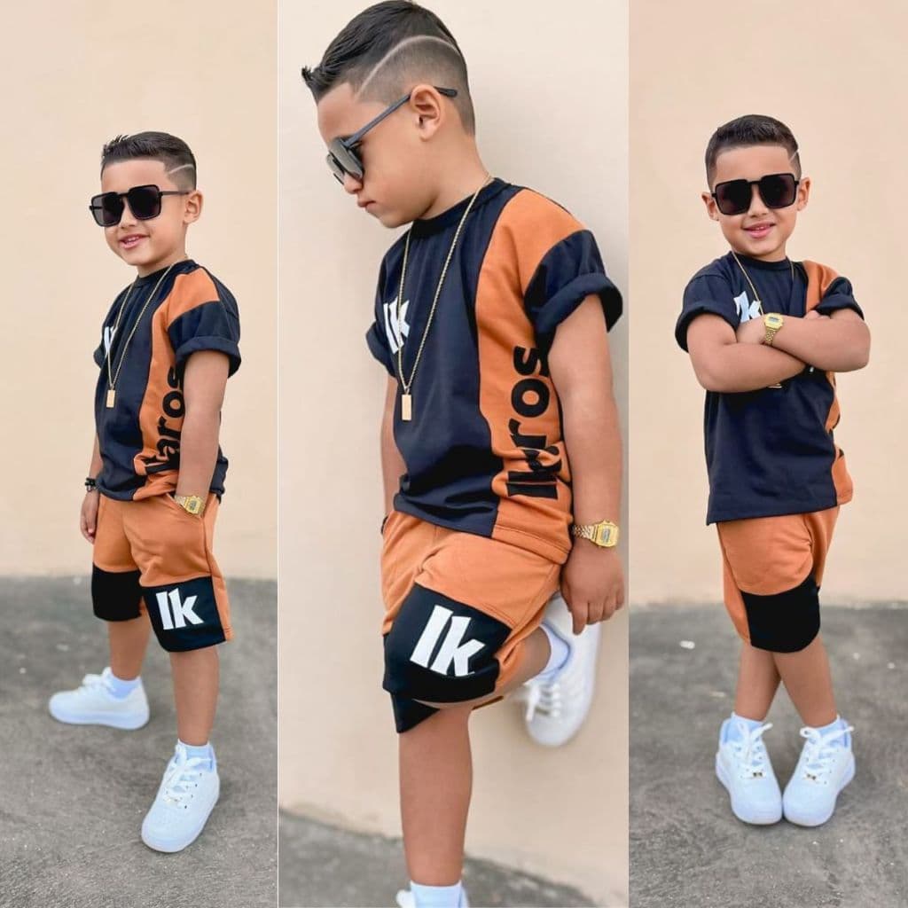 Conjunto de Roupa Infantil Juvenil Menino Estiloso Natal Bermuda tecido grosso confortavel