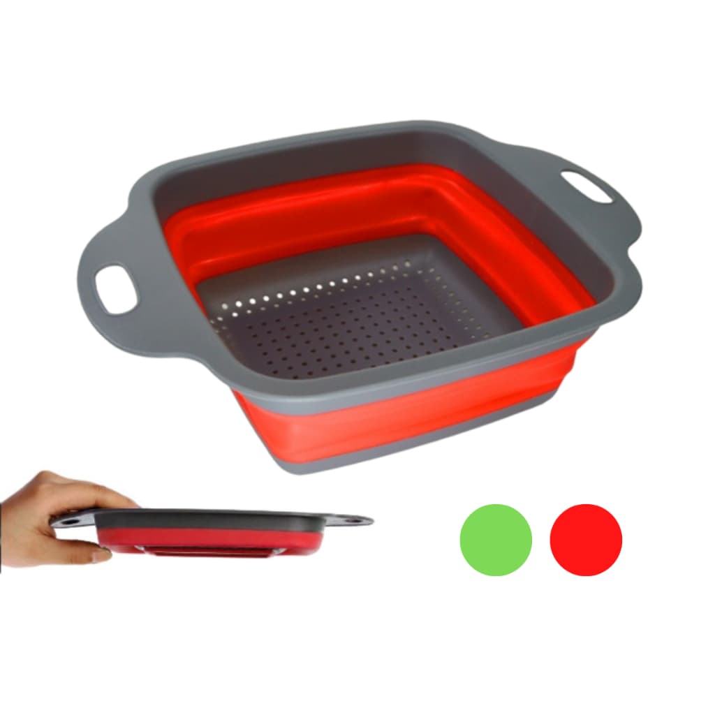 Escorredor Retrátil Dobrável Silicone Plástico Legume Massa Macarrão Fruta Alimentos Salada Quadrado
