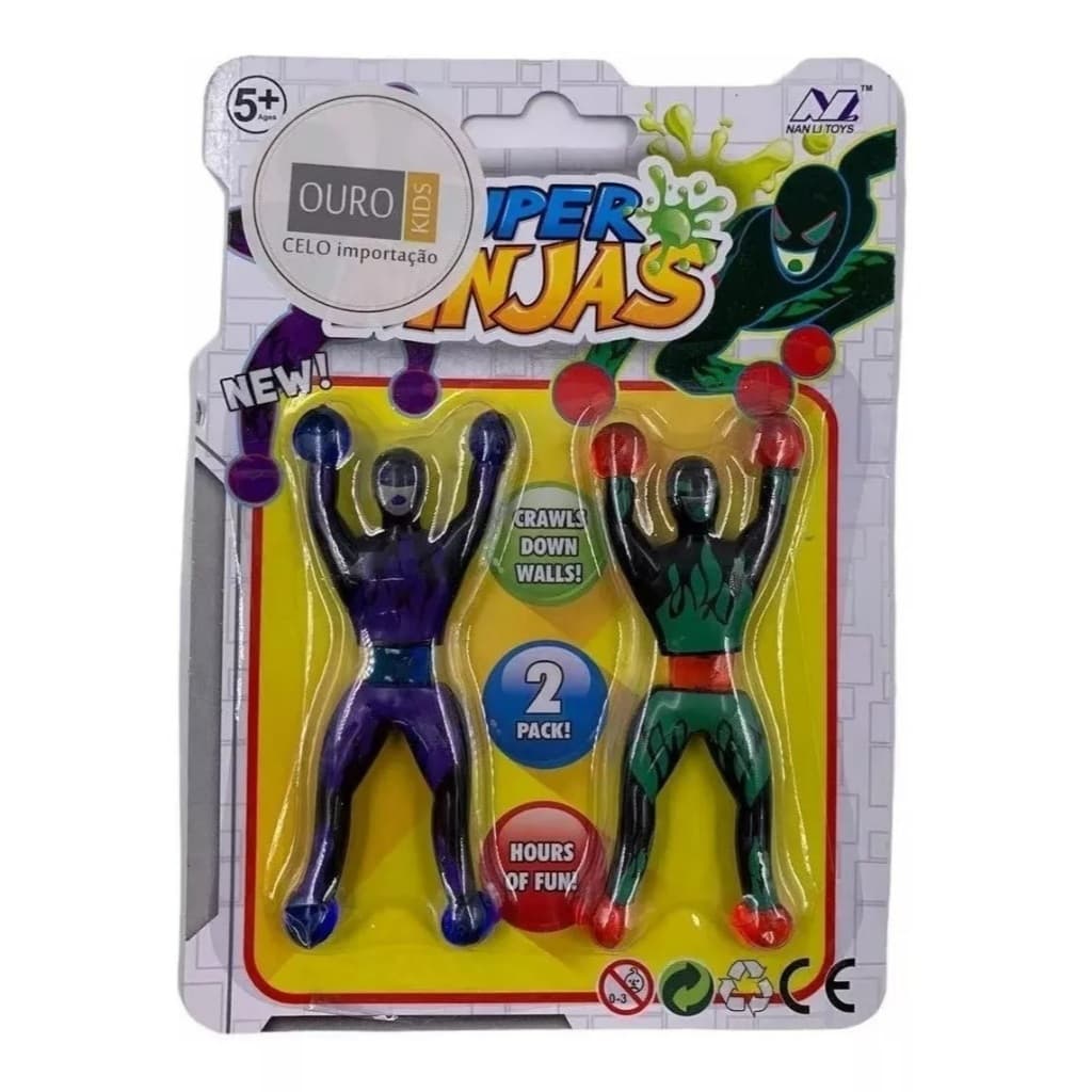 Boneco Ninja geleca gruda na parede 2 unidades