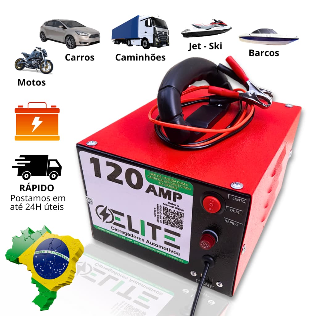 Carregador Automotivo 12V 5Ah Bivolt com Carga Lenta e Rápida
