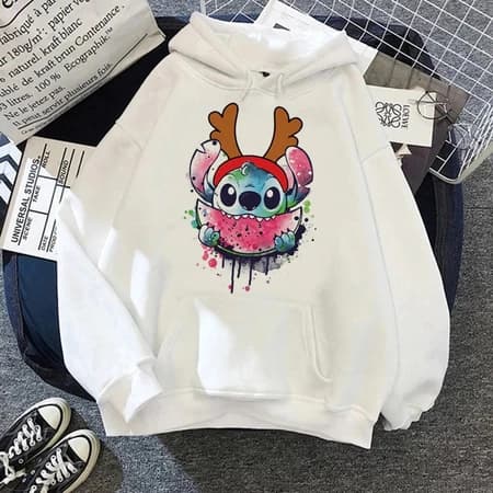 Blusa Moletom Lilo Stitch Chifre De Rena Natal 100% Algodão