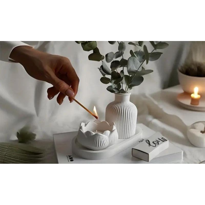 Kit decorativo 3 peças/vaso detalhes  + bandeja orgânica + vaso flor castiçal vela decoração casa escritório