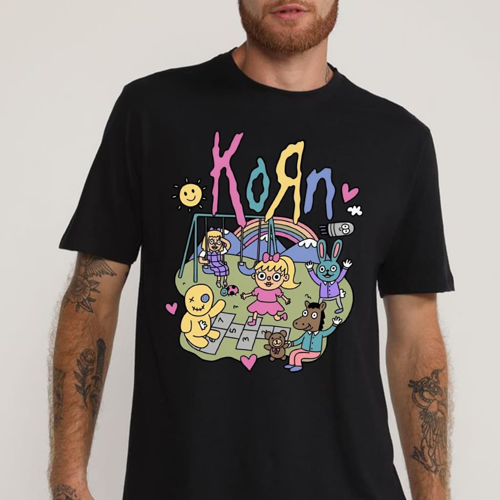 Camisa Camiseta Korn Fofo Banda de Rock Unissex 100% Algodão