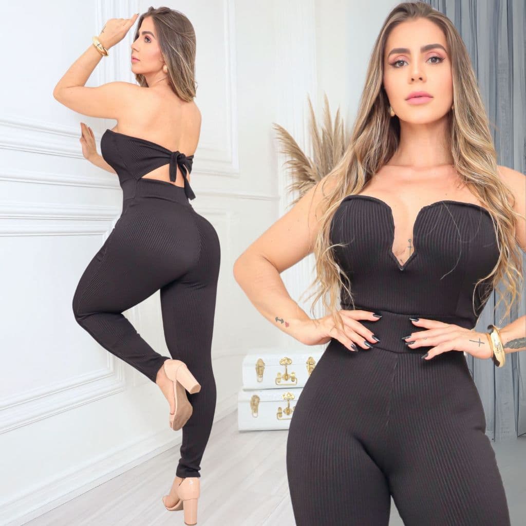 Macacão Tomara que Caia Festas Canelado 3D Moda Luxo Amarração nas Costas Presente de Natal Oferta