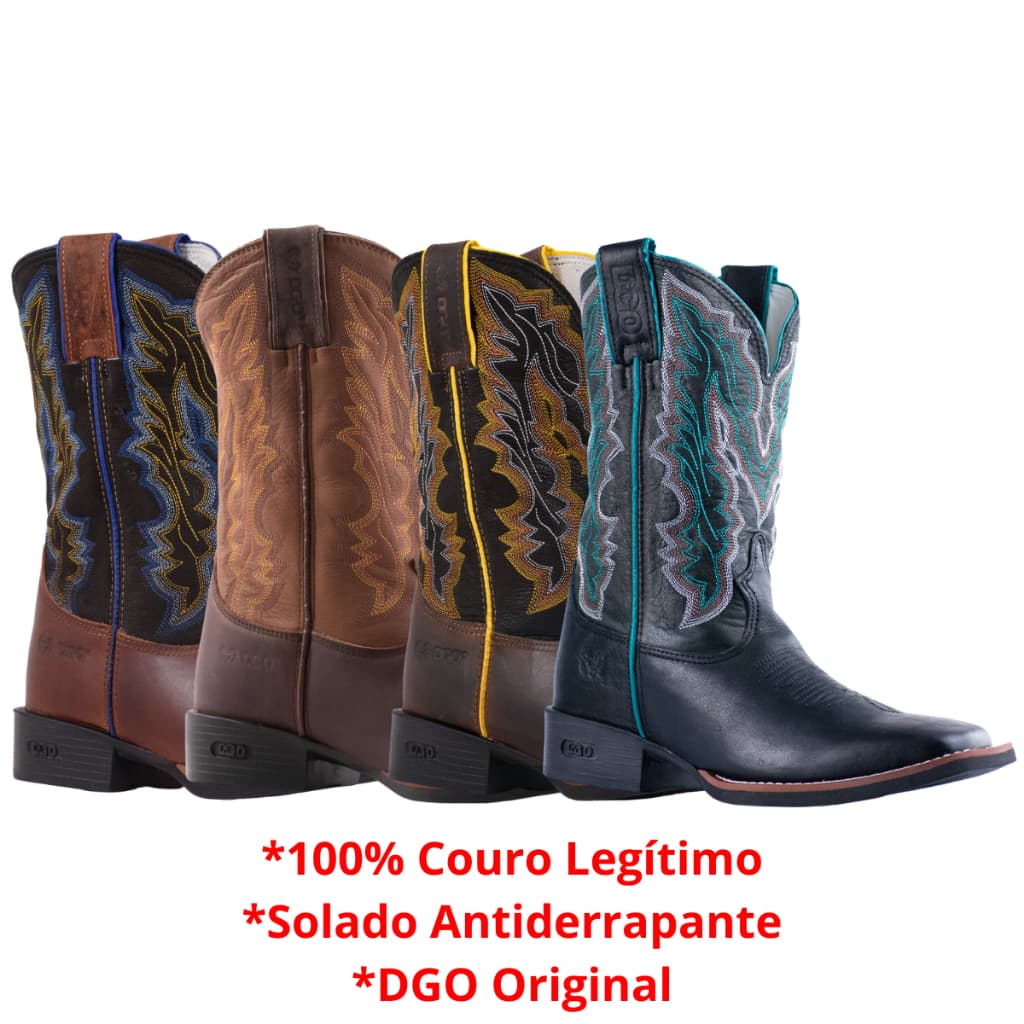 Bota Texana DGO 100% Couro Legítimo Masculina Resistente Confortável Country