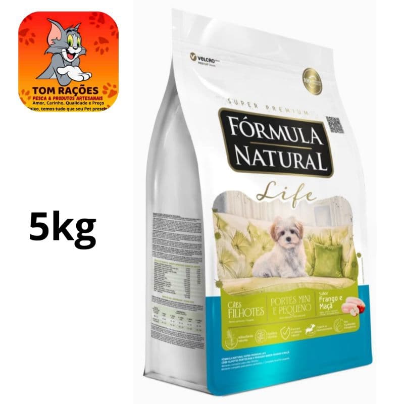 5kg a granel, FÓRMULA NATURAL LIFE FILHOTES, raças pequenas, ração Super Premium para cães filhotes de raças pequenas.