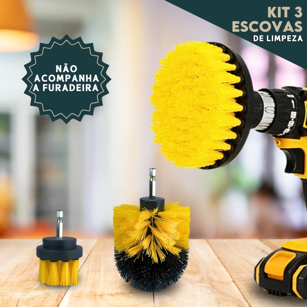 Kit 3 Escovas De Limpeza Para Parafusadeira Furadeira - AV