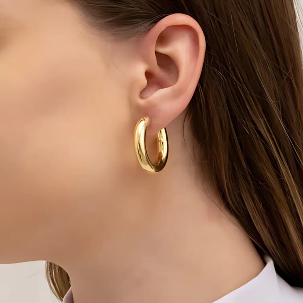 Brinco Argola Dourada Luxuosa - Banho de Ouro Elegante e Sofisticado