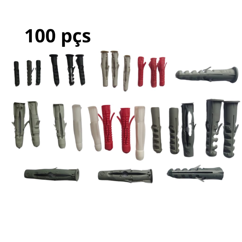 Kit 100 Bucha Plástica Para Parede Concreto Bloco Numeros N5 N6 N8 N10 N12