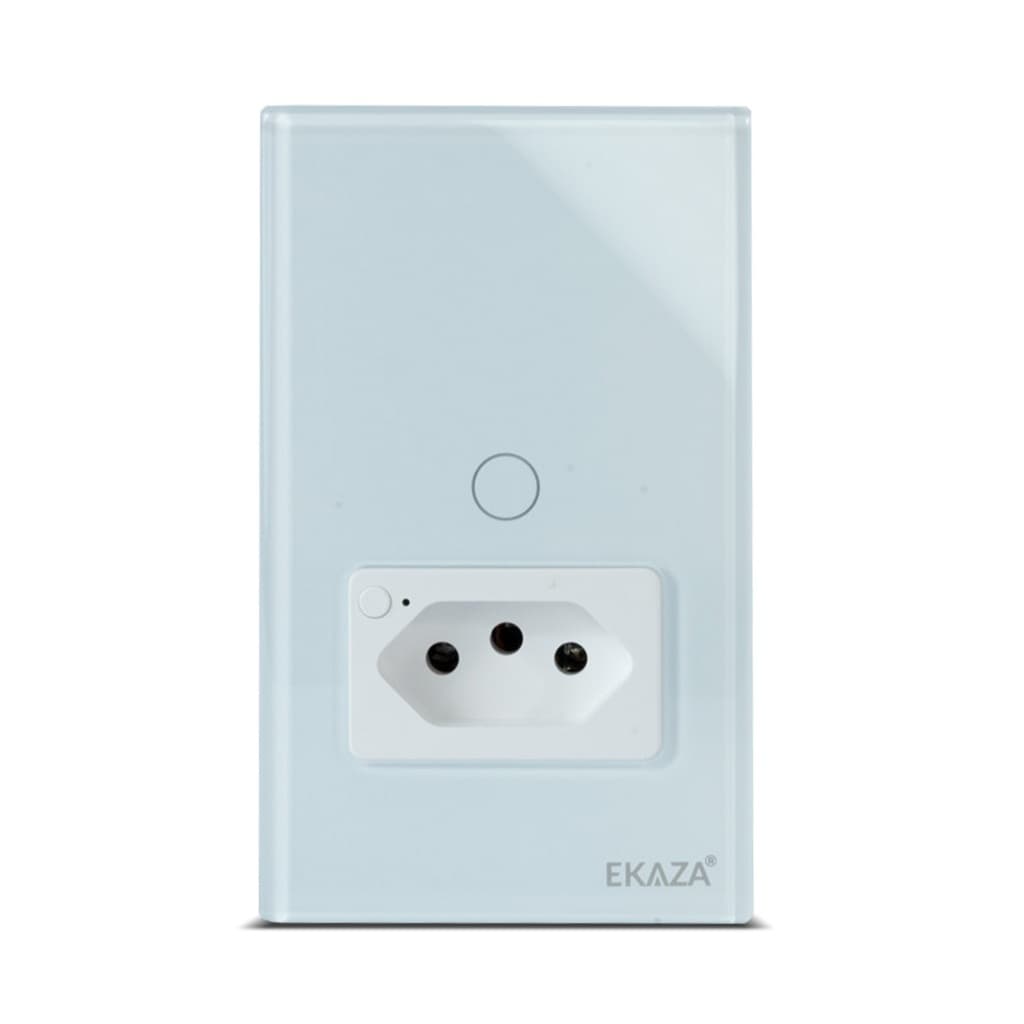 Interruptor Wifi Inteligente 1 Botão Touch Com tomada Smart Automação Alexa Google Home Ekaza