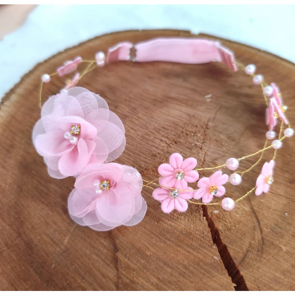 Tiara com  flores organza infantil e adulto aramado laço de cabelo menina