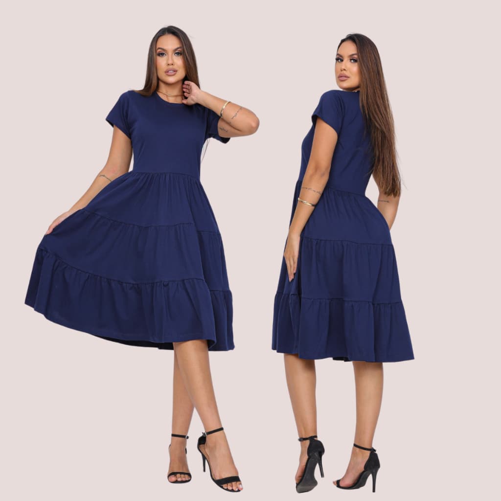 Vestido Feminino Midi Três Marias Moda Evangélica Casual