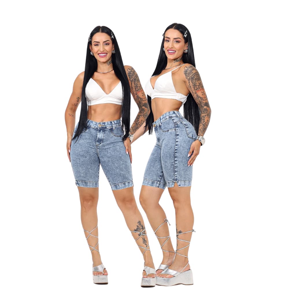 Bermuda Feminina Marmorizada Ate o Joelho para o Carnaval Cos Alto Modelagem Levanta Bumbum Super Lycra