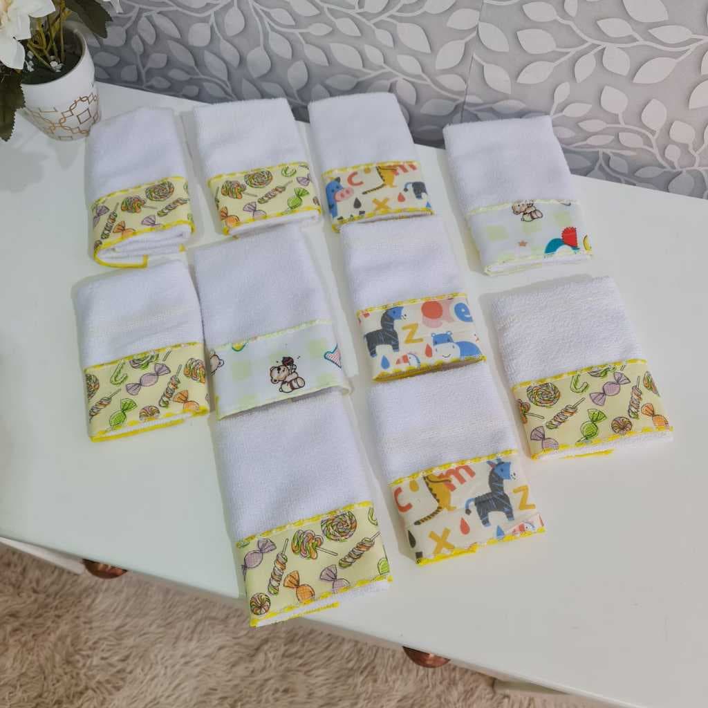 Toalhinhas Enxoval Maternidade  do Bebe Ombro e Boca Kit Com  10 Peças