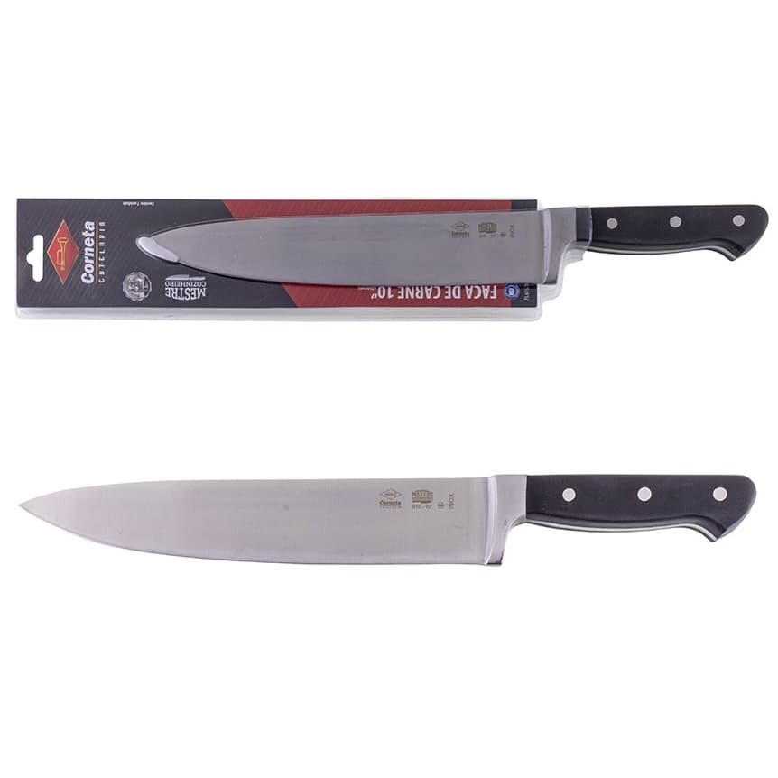 Faca Chef Mestre Cozinheiro 10 Polegadas Inox Profissional Corneta