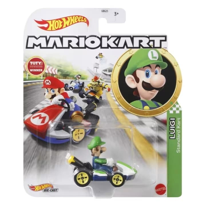 Carrinho Mario Kart Hot Wheels - Luigi - Stardant Kart