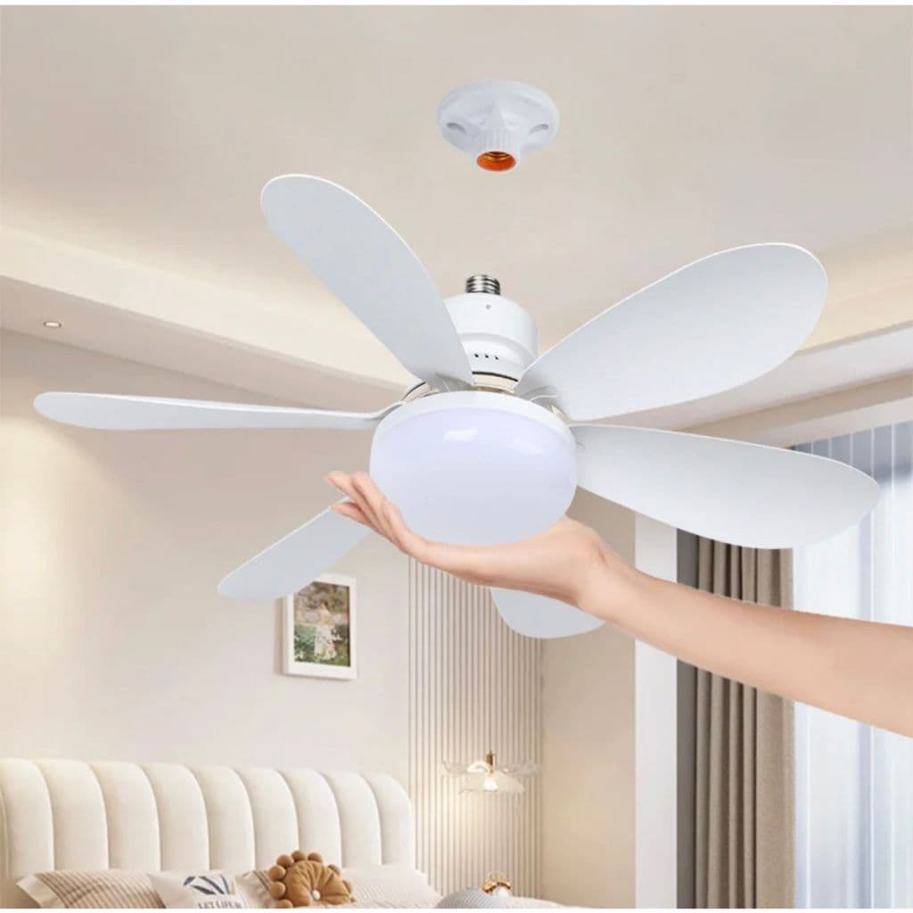 Ventilador De Teto Lâmpada C/ Controle Luz Led Baixo Ruído E27 - 127/220v