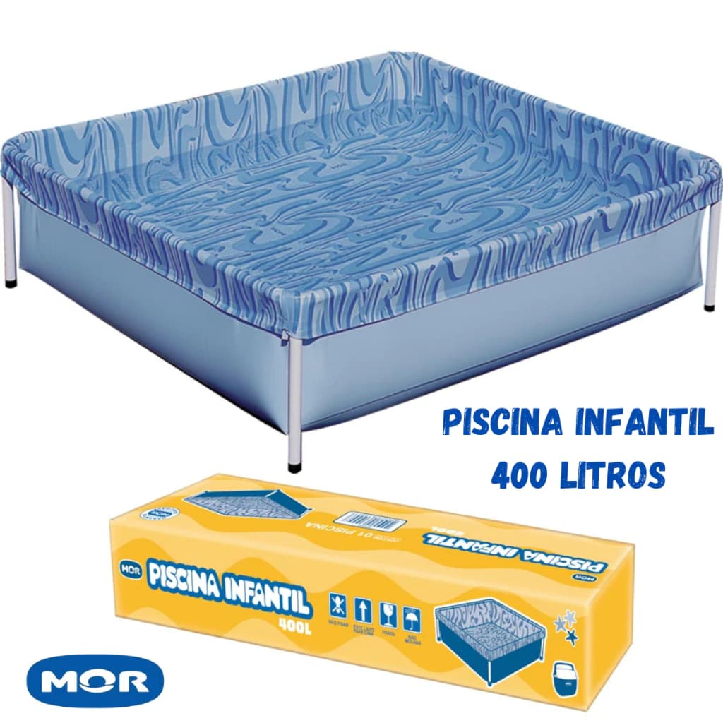 Piscina infantil mor 400 litros retangular quadrada azul verão criança sol calor brinquedo piscina - A MAIS BARATA