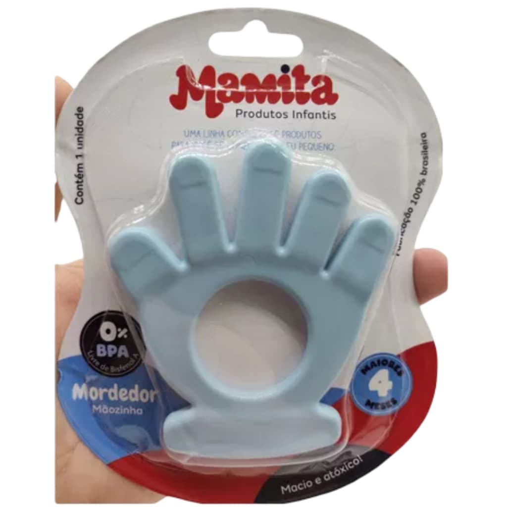 Mordedor Para Bebê 10cm Mãozinha Color Alivia Dor Dentinho