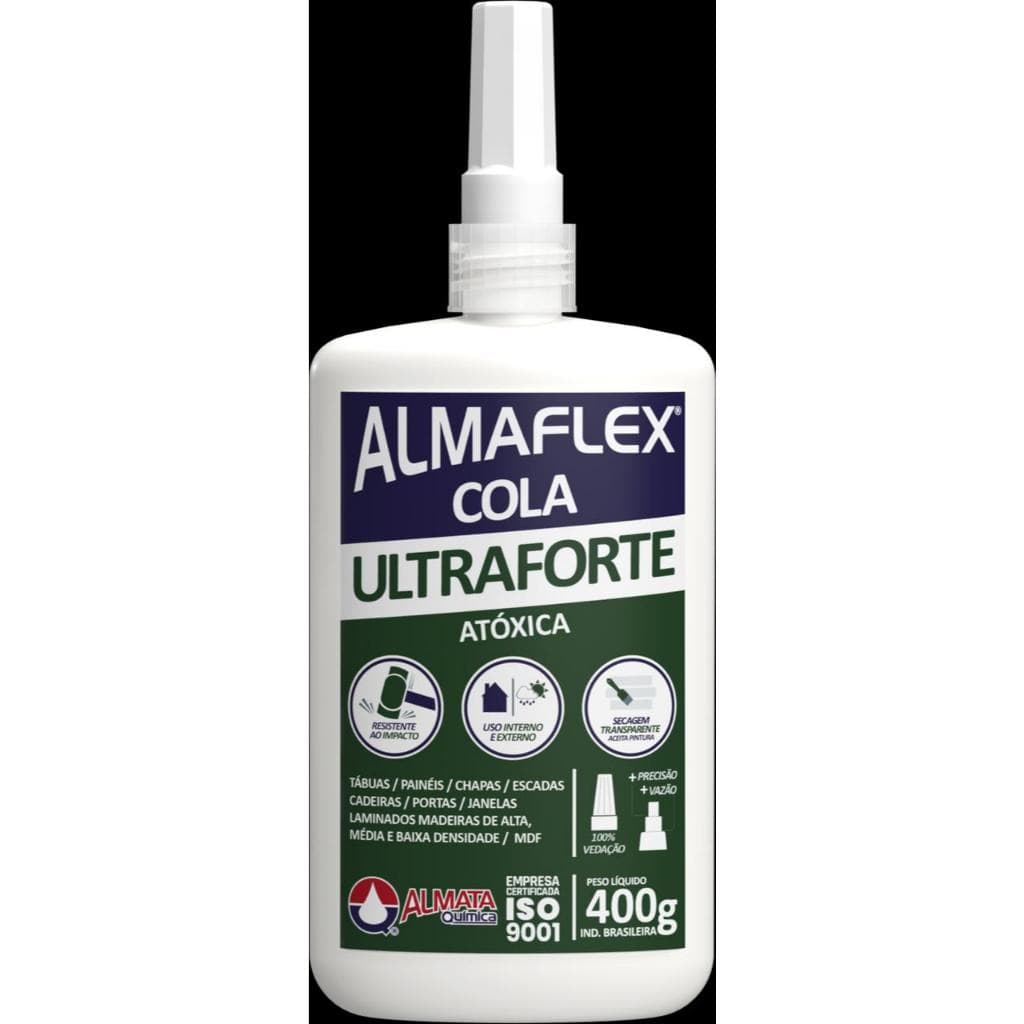 Cola Almaflex Pva Extra Ultra Forte 993 400g Tábua De Carne Corte Madeira Marceneiro Resistente a água 400 g