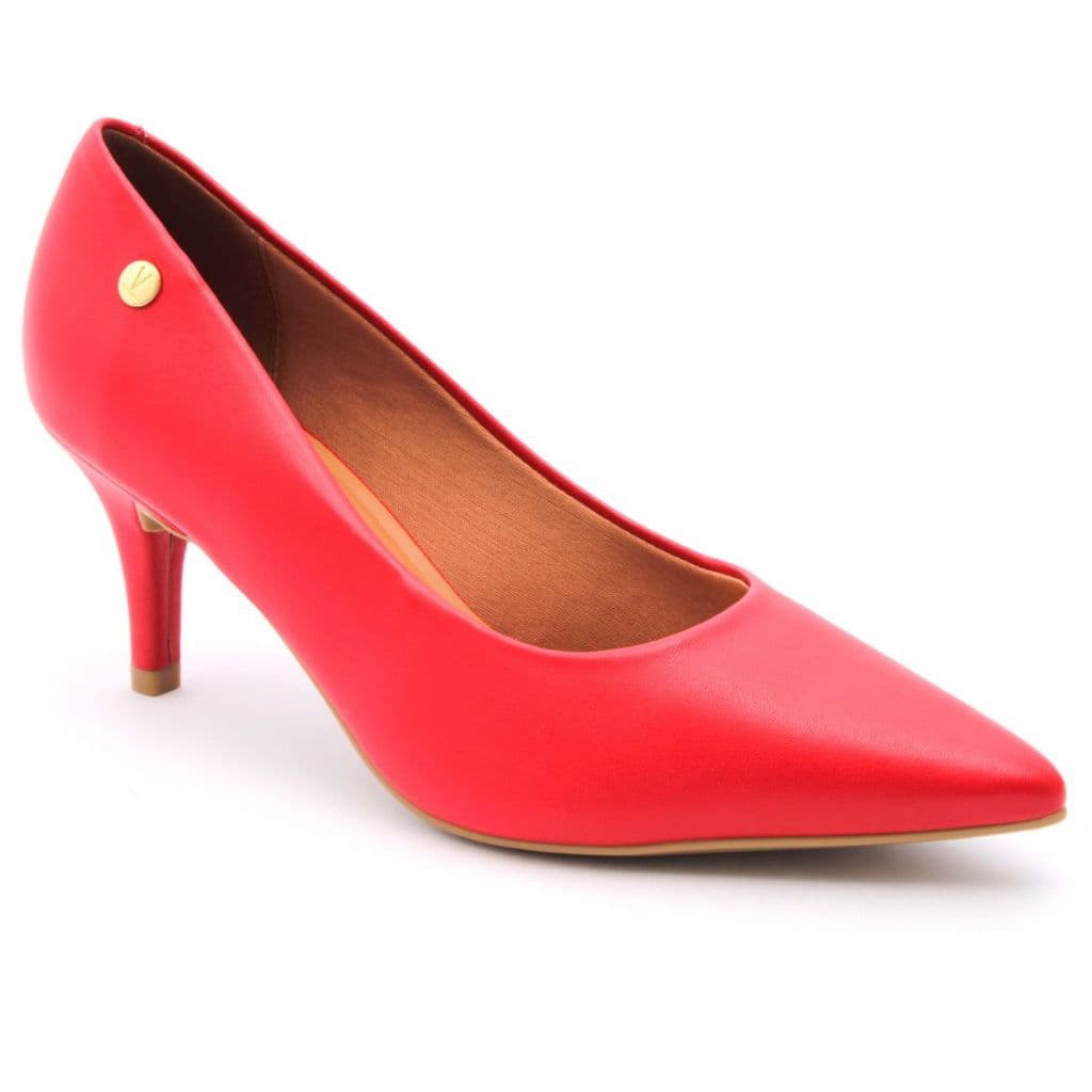 Scarpin Vizzano Feminino Salto Baixo Fino Macio Original Vermelho 1185