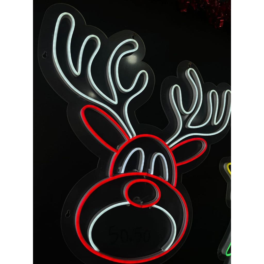 Placa Neon Rena do Papai Noel