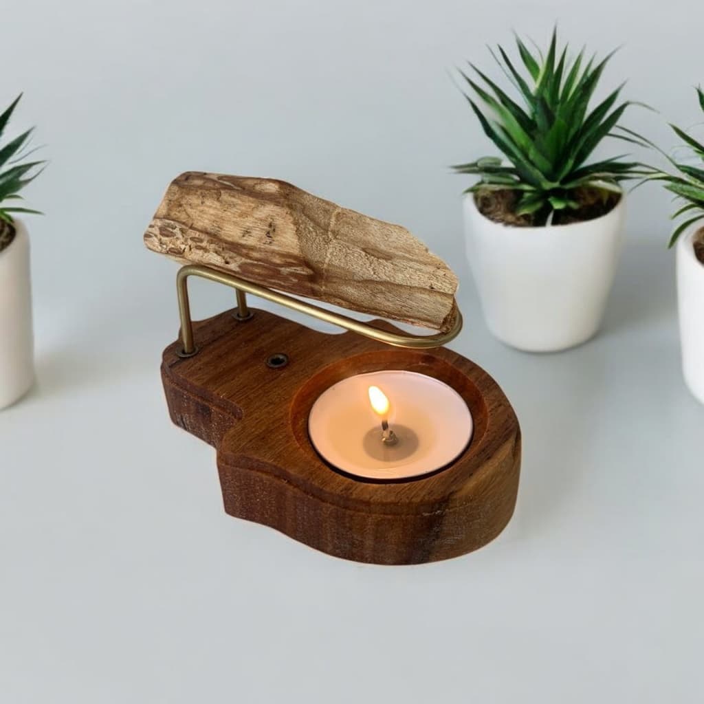 Incensário para Palo Santo - Mão de Hamsa/Fátima + 10 velas + 1 Lasca