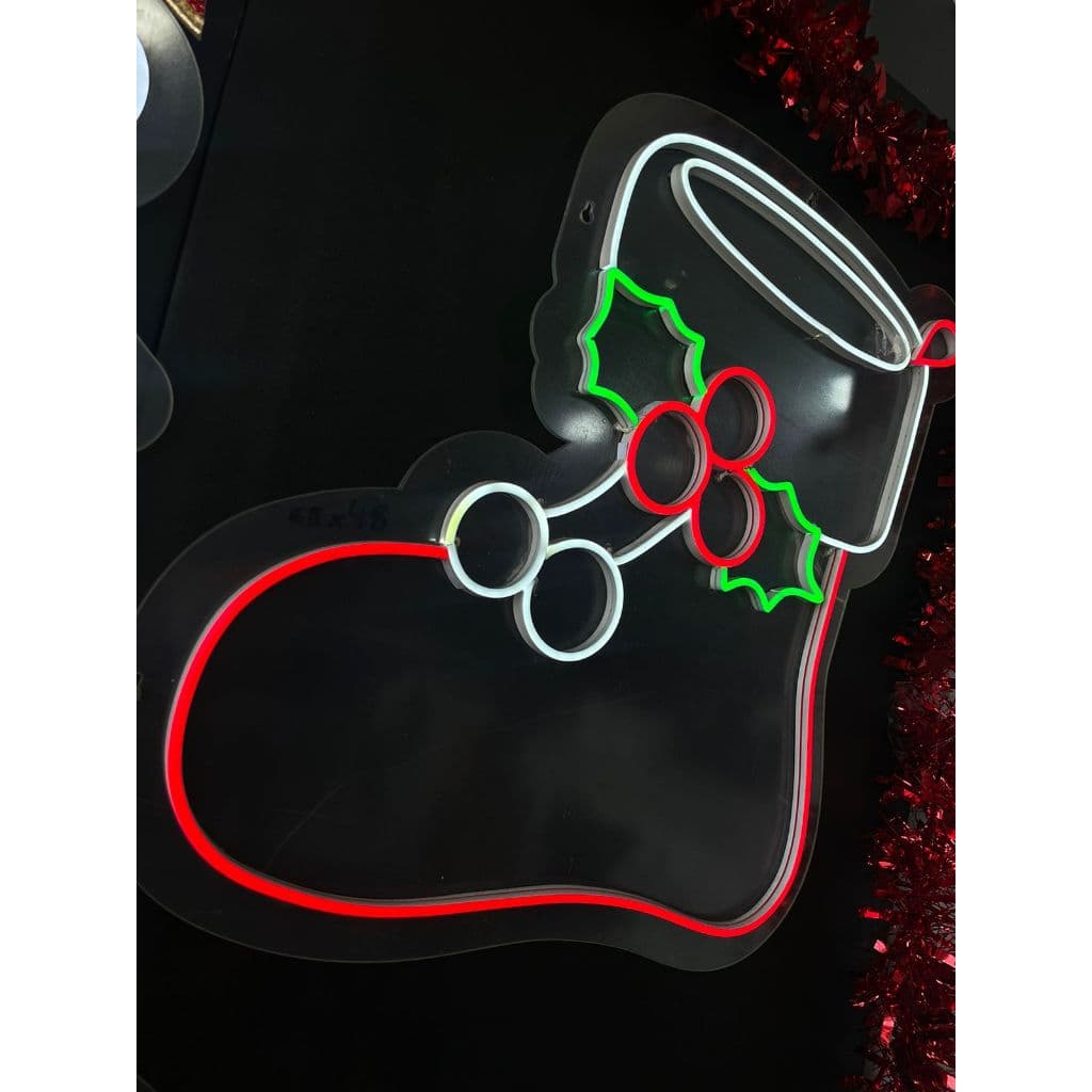 Placa de Neon Bota do Papai Noel