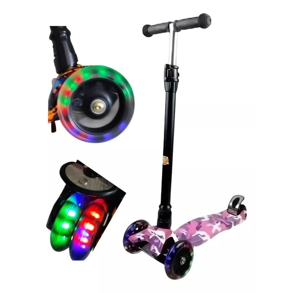 Patinete Flash Radical 3 Rodas Infantil Luzes Dm Toys