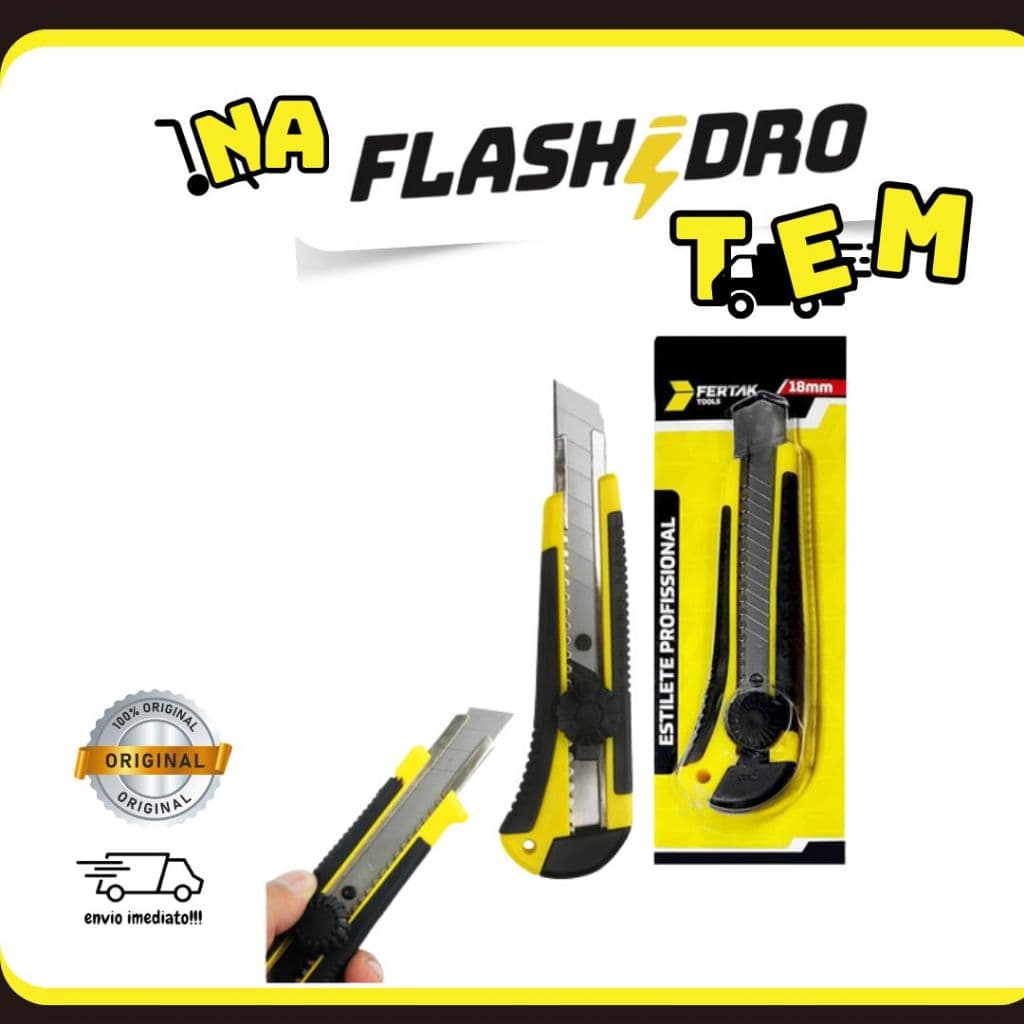Estilete Retrátil Estilete Profissional 18mm Cor Amarelo Preto Fertak