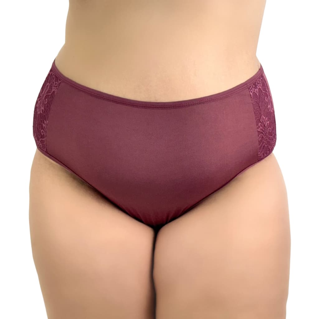 Kit 3 Calcinhas Calçolas Plus Size Feminina Cintura Alta Conforto Em Romantic Com Renda Nas Laterais-Promoção