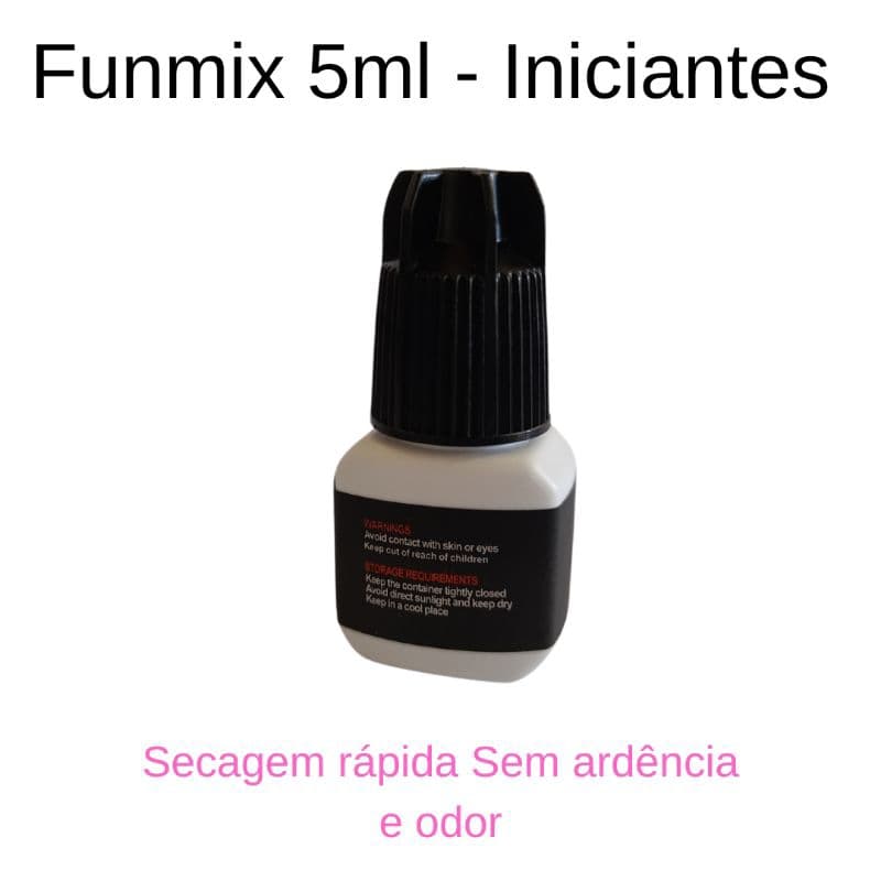 Cola Para Extensão De Cílios Funmix 5ml Secagem Rápida Iniciantes Profissional Preta Original