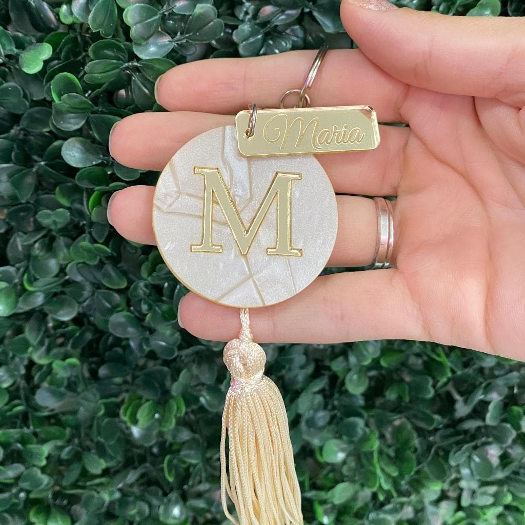 Chaveiro Acrílico Marmorizado Personalizado com Nome