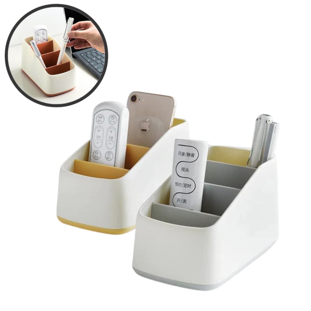 Organizador Suporte Porta Controle Remoto em Plastico ABS Cores 4 divisórias