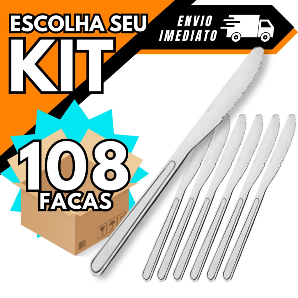 Kit Facas Talheres 108 peças Aço Inox De alta Qualidade Envio Imediato Cozinha Louça Atacado