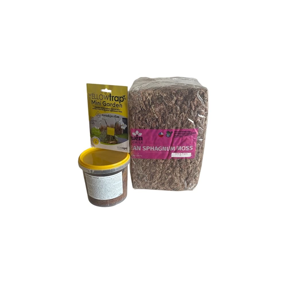 Trio imperdível - Musgo importado, adubo profissional e armadilhas contra insetos