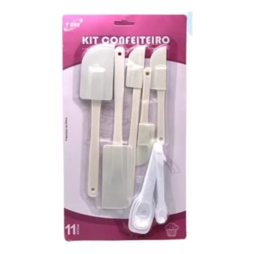 Kit Confeiteiro Y888 - 11 Peças com Colheres de Medida e Espátulas