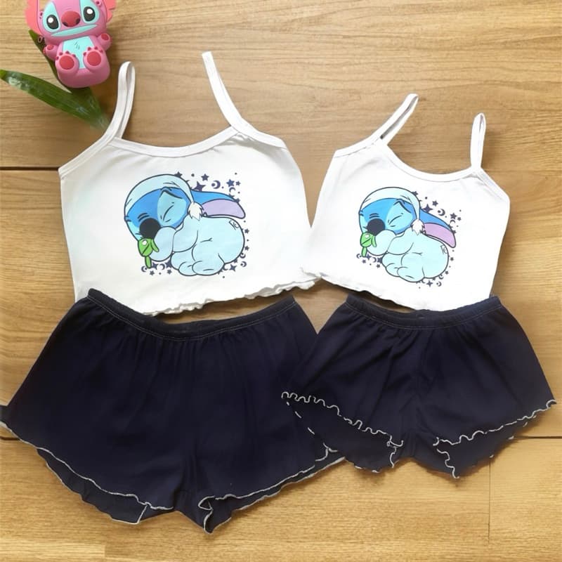 Pijama de personagem Pijama Stitch Baby doll Conjunto Pijama mãe e filha kit pijama
