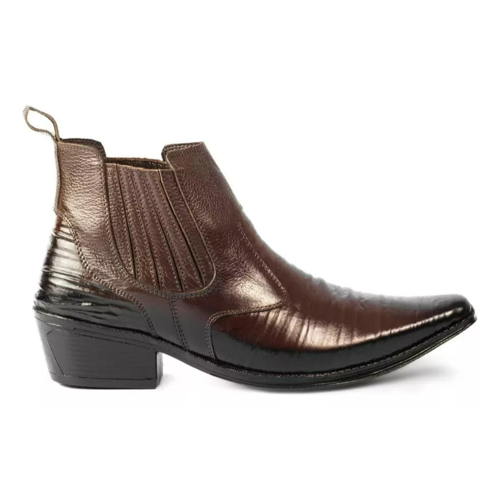 Bota Masculina Texana Country Bico Fino Em Couro Legitimo