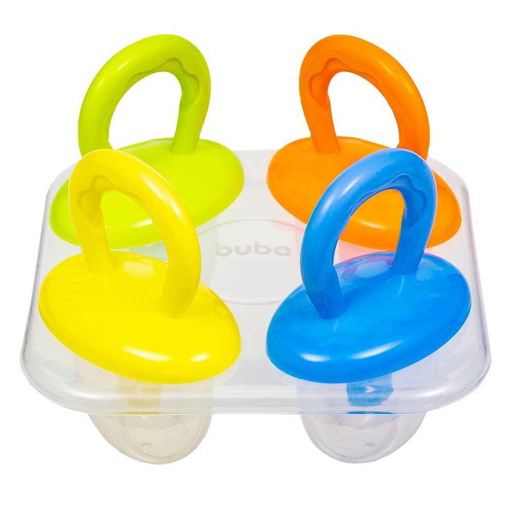 kit Forminhas para Picolé Infantil Buba Frutinhas Peitolé Picolé de Leite Materno Bebê Gengiva Dente